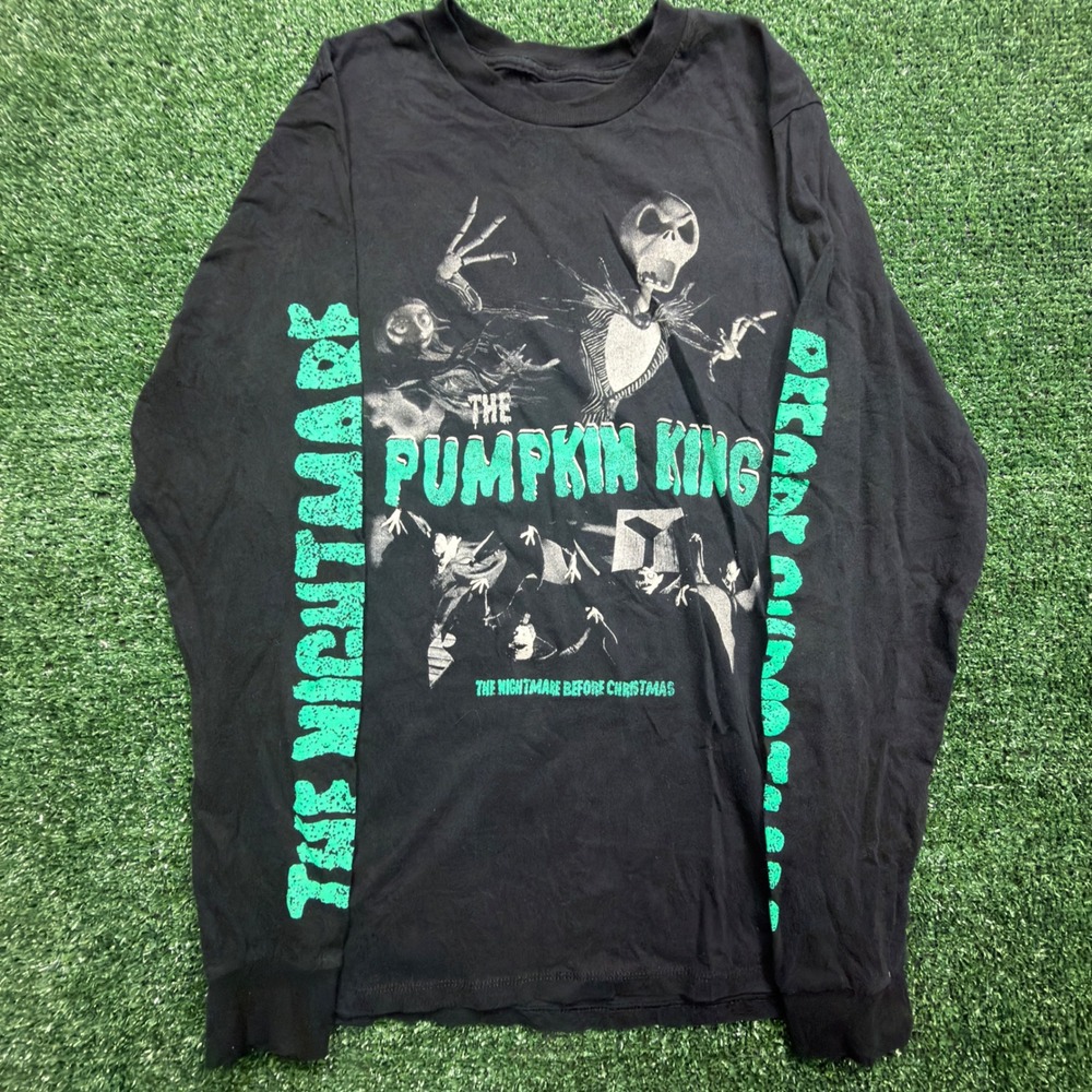 Disney Nightmare Before Christmas‎ Pumpkin King Long Sleeve Shirt Black XS Mens